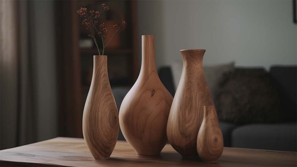 Solid wood vase set