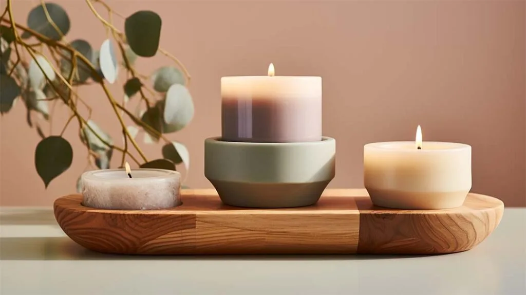 wooden candleholder set