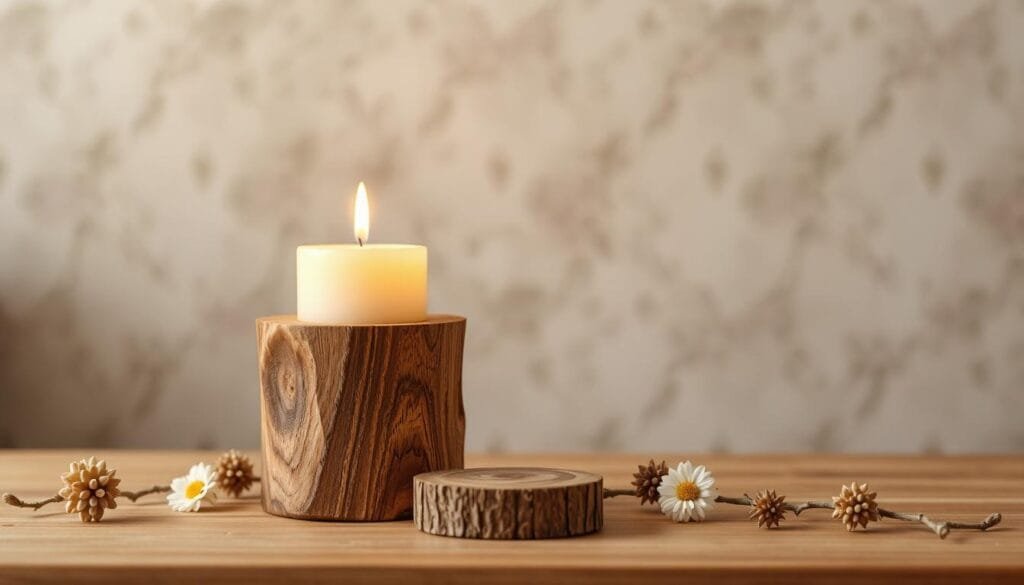wooden pillar candle holders