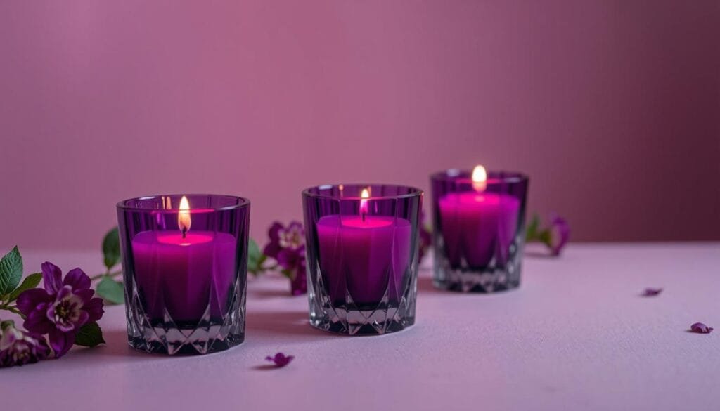 Purple Glass Candle Holders