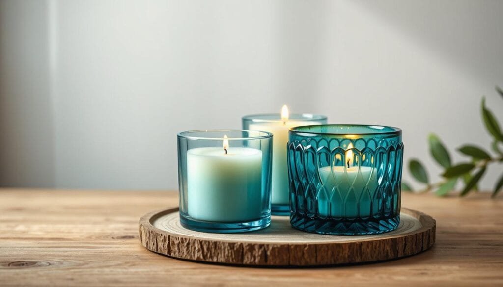 Teal & Turquoise Glass Candle Holders
