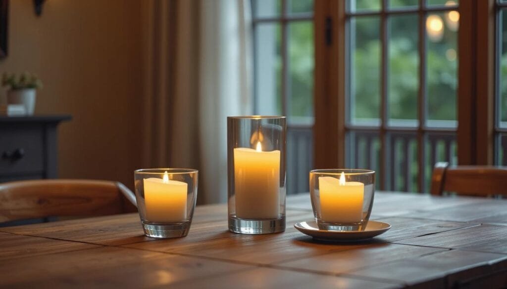 hurricane candle holder on table