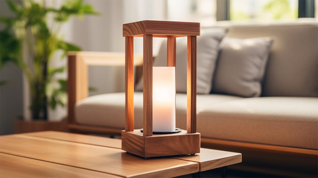 Wooden lanterns in the room