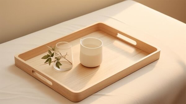 Square wooden tray