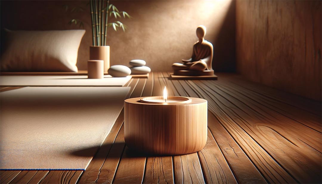 Spa wooden candle holder