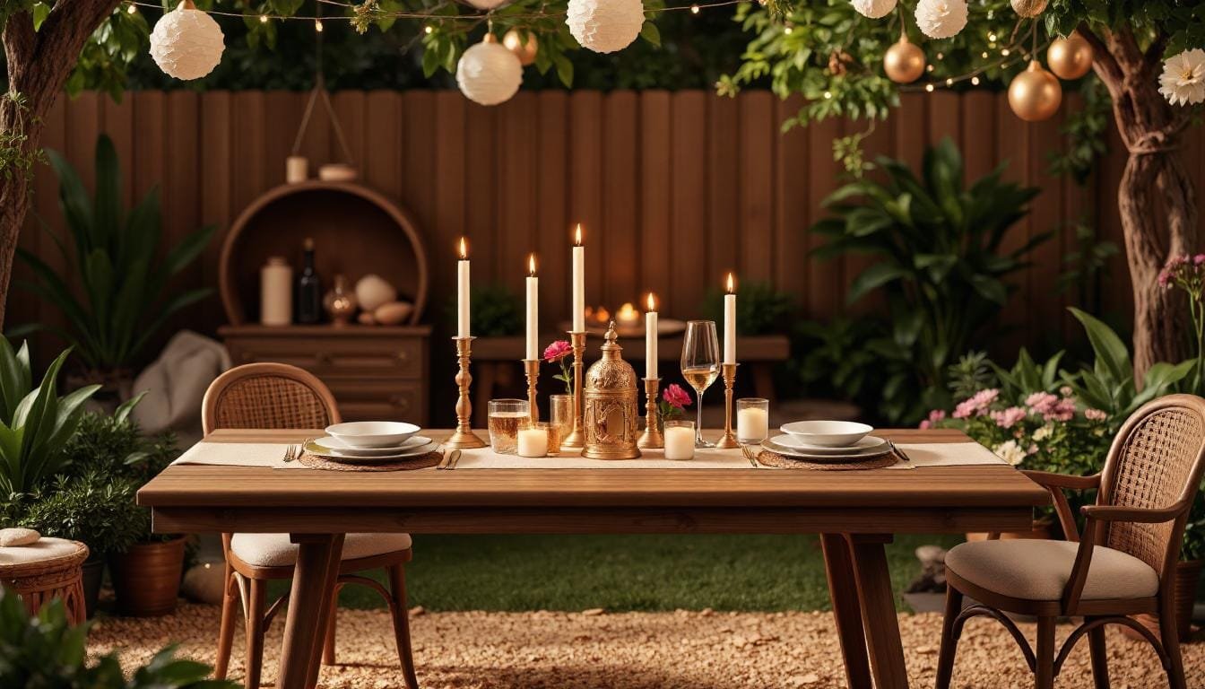 Outdoor wooden Table Decorations