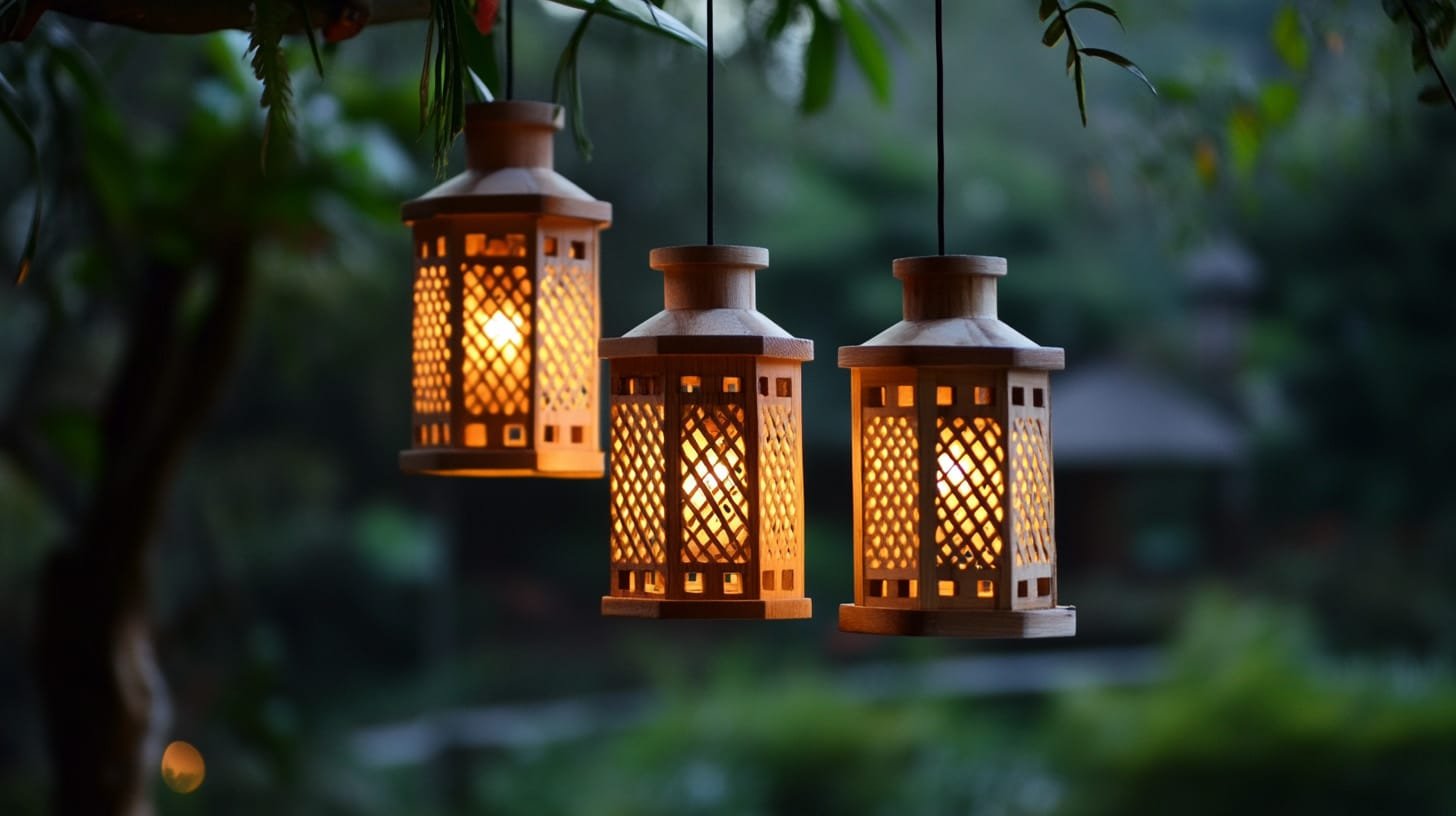 wooden lantern set