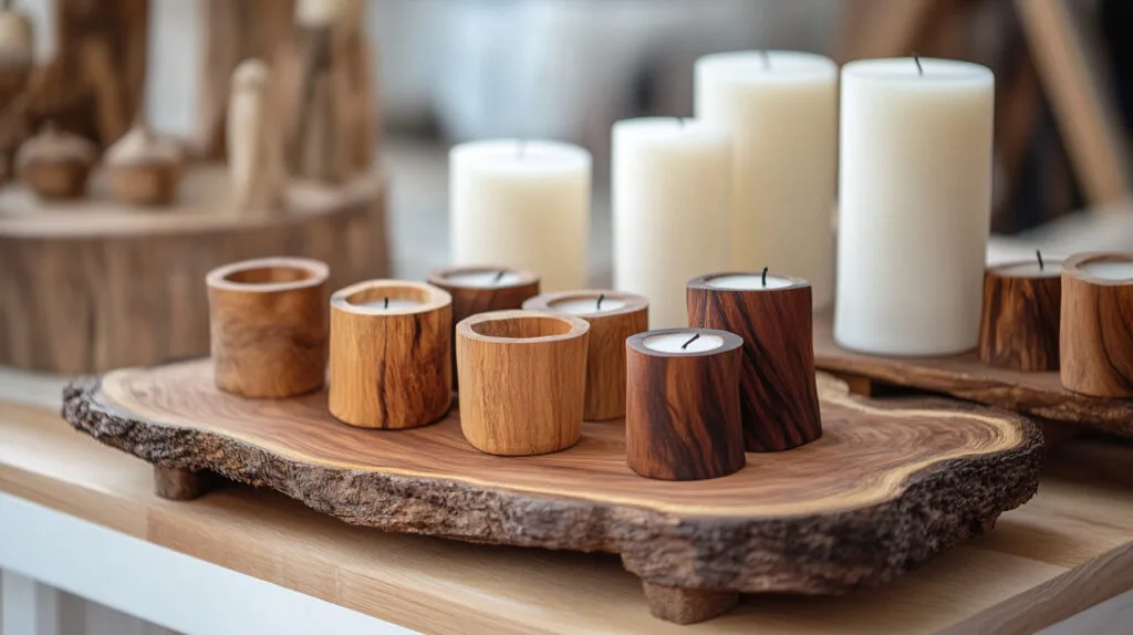 wooden tray and candle holder