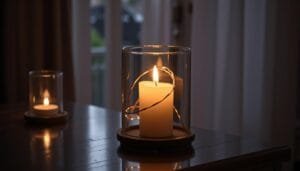 wood and glass candle holder