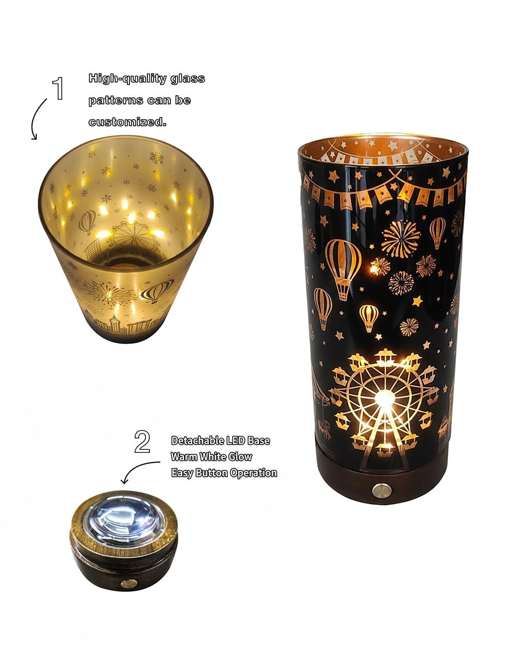 led glass candle holder set