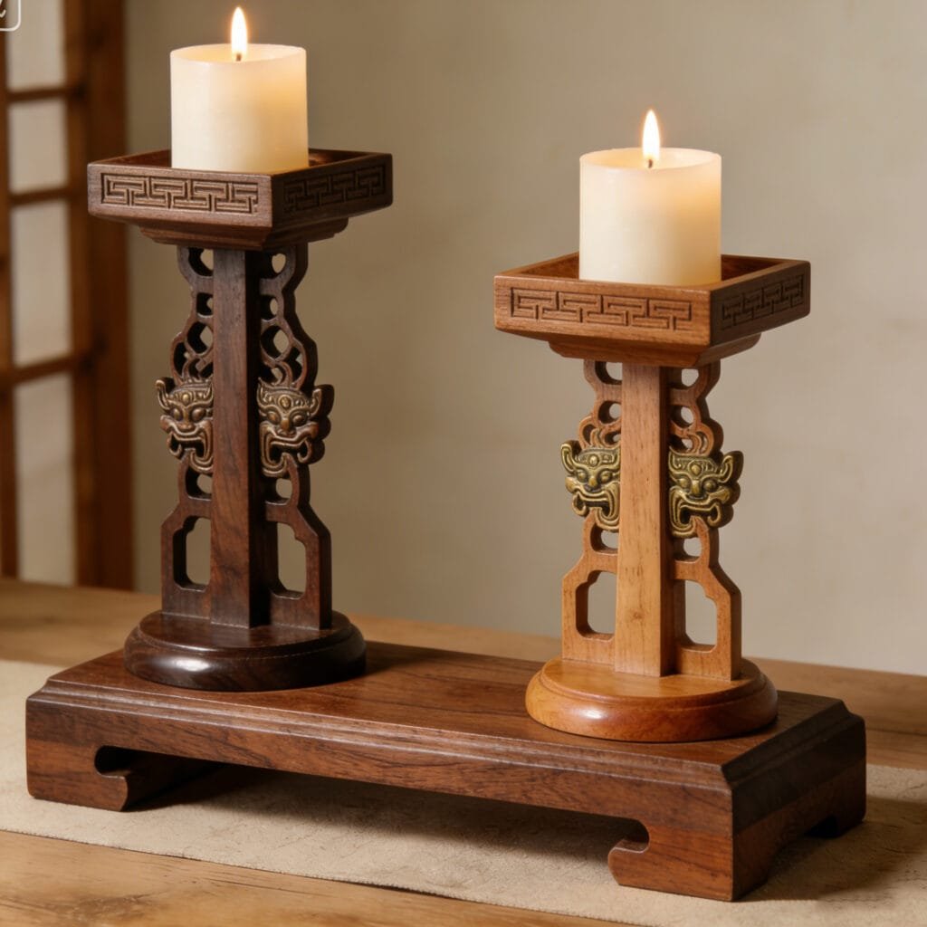 K16037 wood candlestick